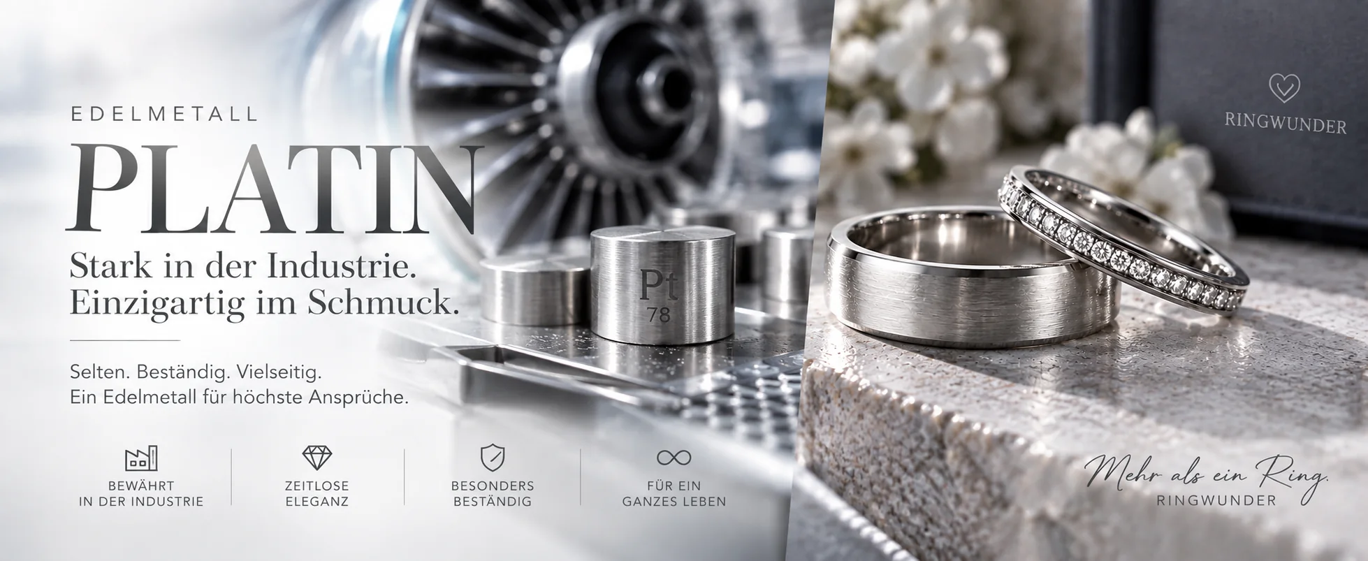 Platin für Trauringe und Eheringe sowie industrielle Anwendungen