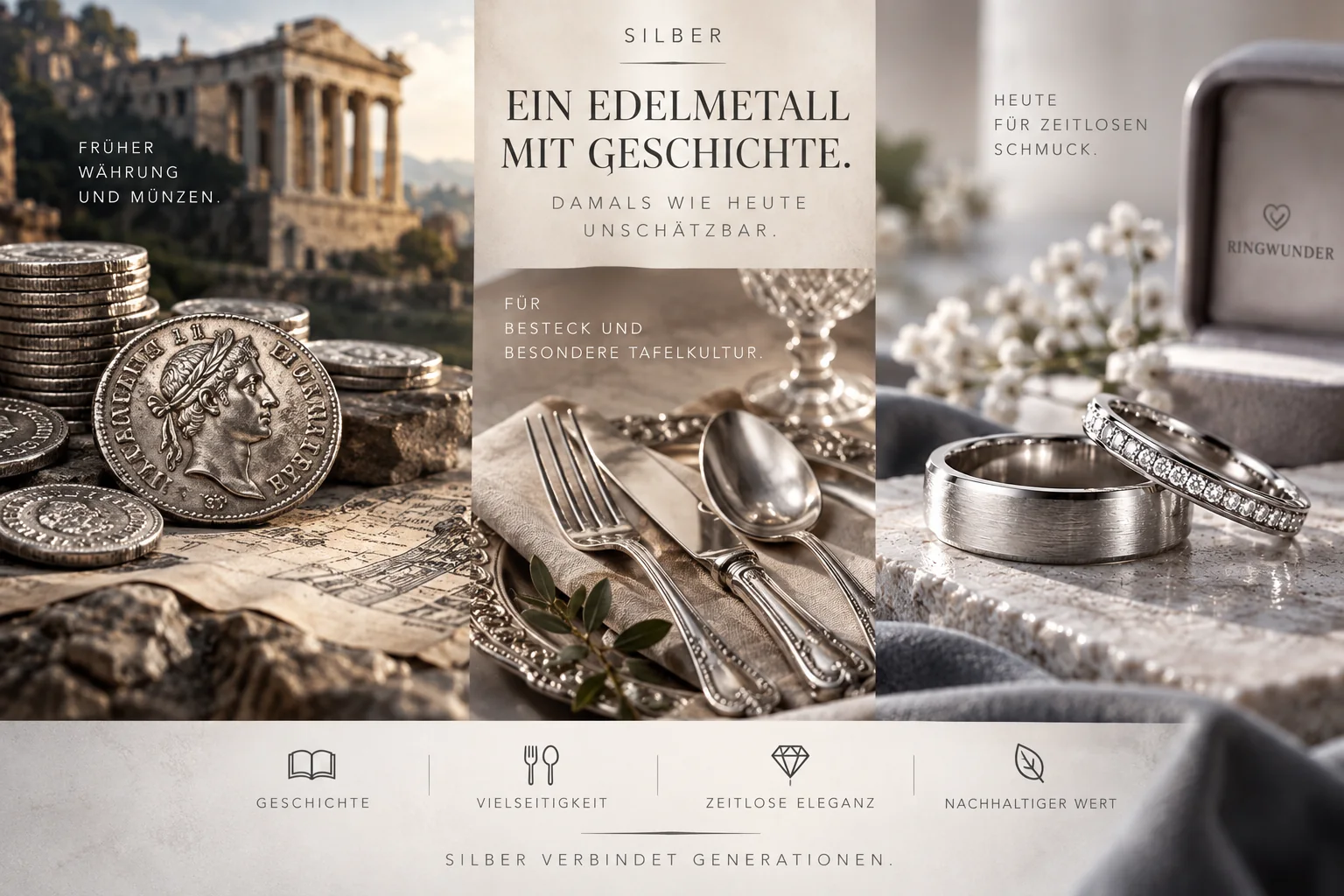 Geschichte des Silbers – Münzen, Besteck und Silberschmuck